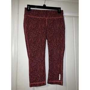 Reebok womens pink specked pattern athletic leggings cropped workout small